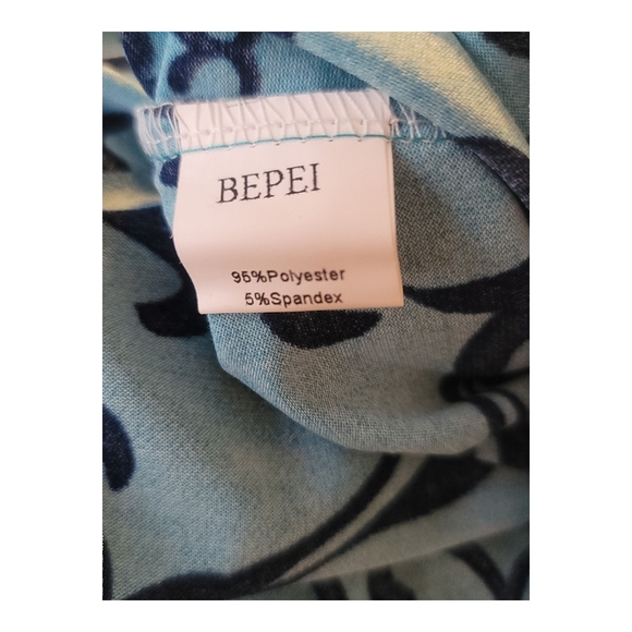 BEPEI - 2XL Aqua Blue Patterned Women's Top - Picture 6 of 7